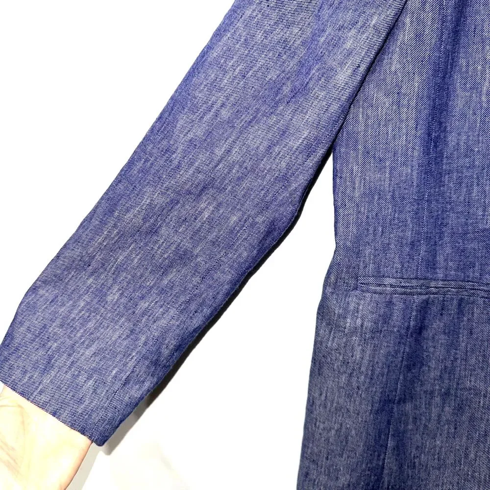 Talbots Denim Double Breasted Blazer - Blue 12P - Picture 3 of 8